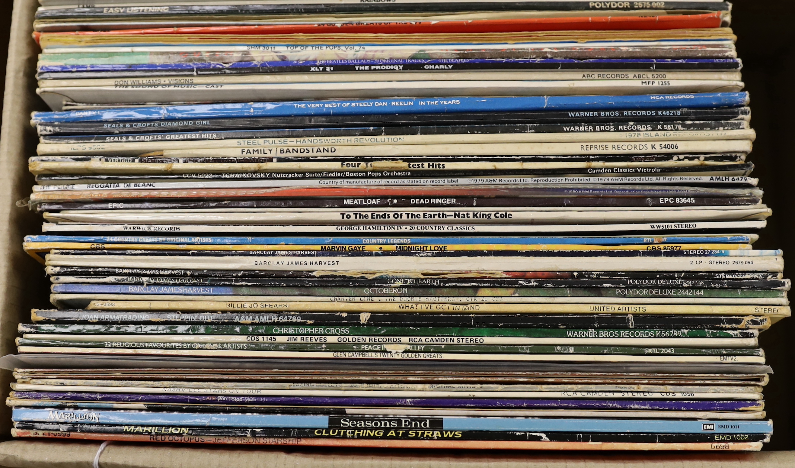 Eighty mostly 1970's/80's LPs etc., including Marillion, Jim Reeves, Barclay James Harvest, Meat Loaf, Steely Dan, Queen, Fleetwood Mac, David Bowie, 10cc, etc.